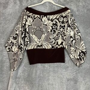 Vintage Y2K Fairy Scarf Blouse Womens 1XL Paisley Bell Sleeve Billowy